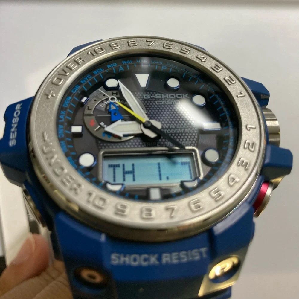 Casio Gshock GWN1000, blue, solar, multiband 6, box, tin, papers, Gulfmaster